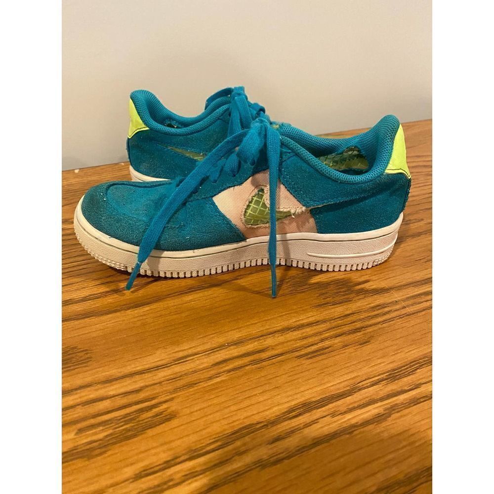 Nike Air Force 1 '07 Shoes Oracle Aqua Ghost Suede - Kids Size 13 - Picture 12 of 12